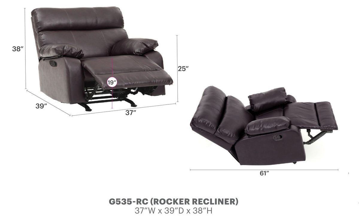 Modern Pub Back Rocker Recliner and Steel Frame