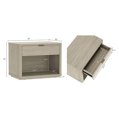 Evelyn Nightstand with 1 drawer and open shelf in light brown wood grain by HouseOfZazla on Tampa Home & Garden Store