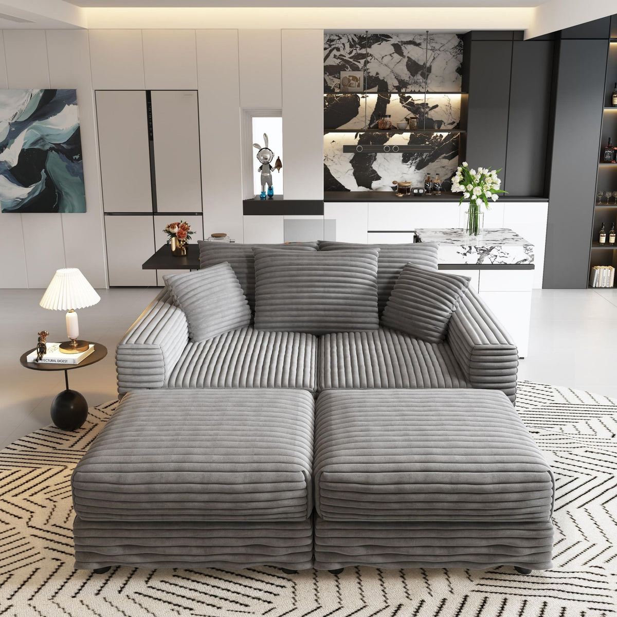 Convertible Sofa With Deep Seat and Pillows