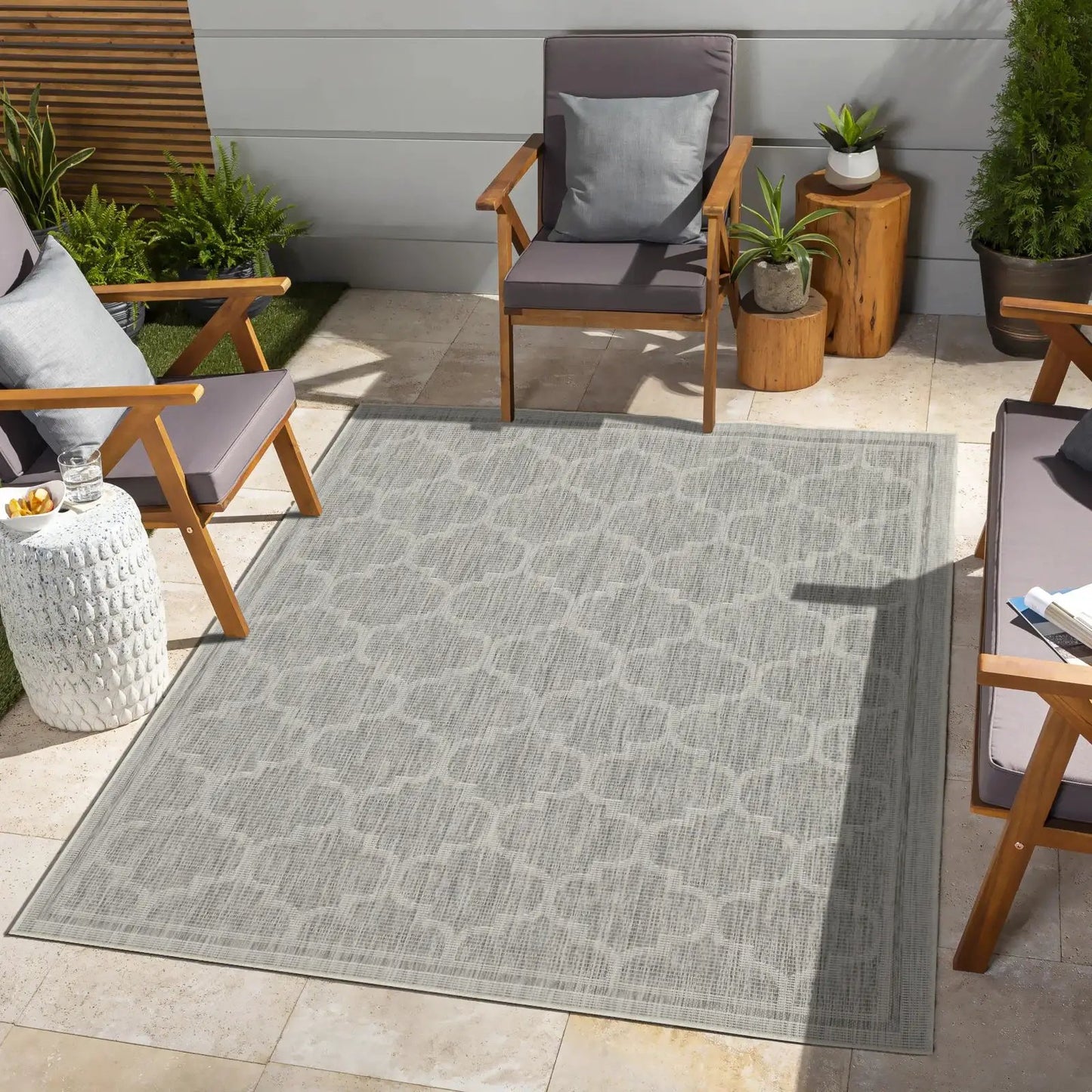Sunshine area rug polypropylene, light gray outdoor rug by Unique Piece Furniture on Tampa Home & Garden Store