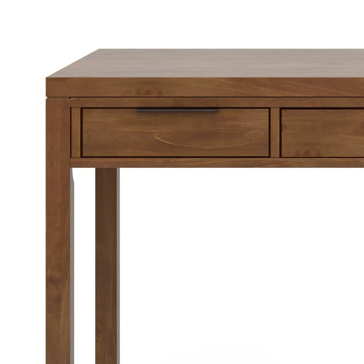 Hollander Handcrafted Desk in warm brown solid wood with two drawers on Tampa Home & Garden Store