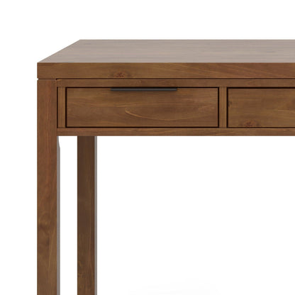Handcrafted solid wood writing desk with two drawers in warm brown finish on Tampa Home & Garden Store