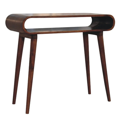 Amaya Nordic Style Wooden Coffee Table with hollow frame, dark walnut finish, tapered legs on Tampa Home & Garden Store