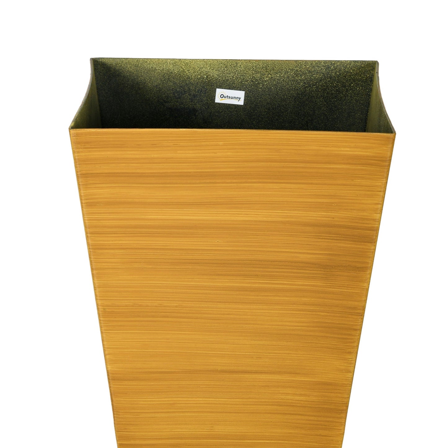 Large tapered planter with faux wood exterior and dark interior Outsunny label visible on Tampa Home & Garden Store