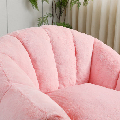 Pink plush beanbag sofa chair with armrests, high-density foam on Tampa Home & Garden Store