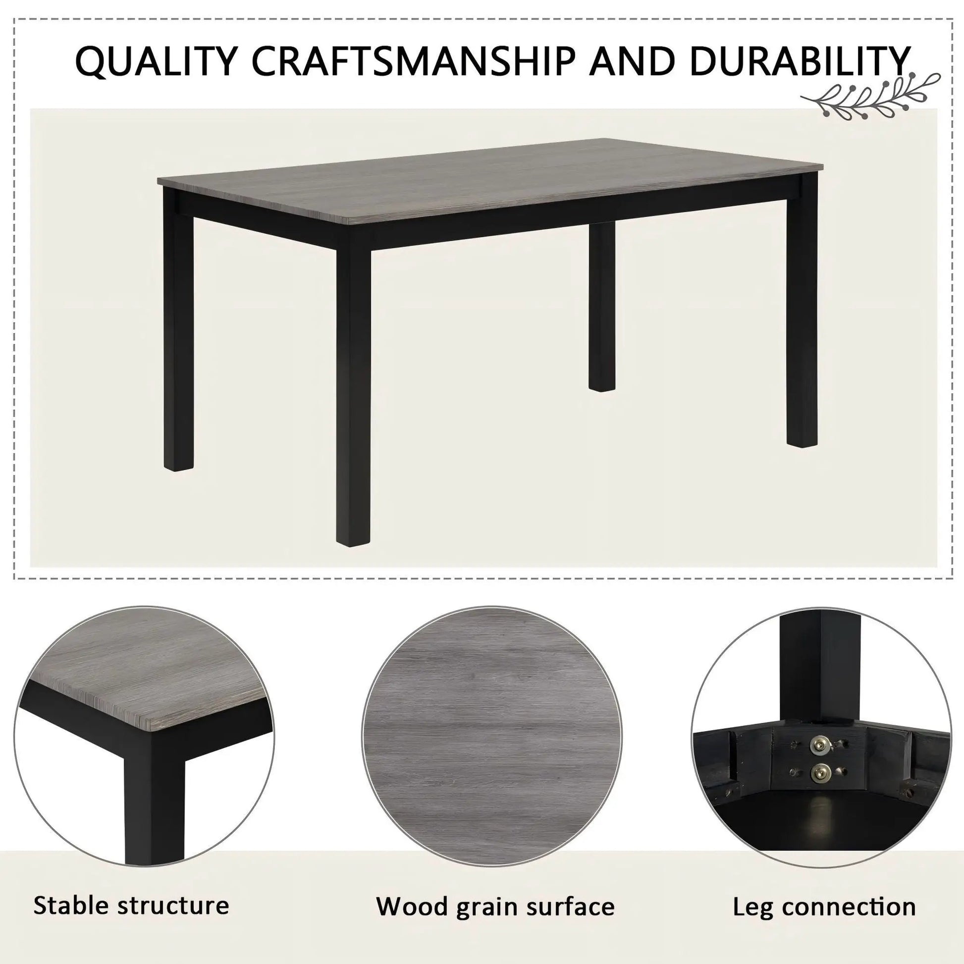 Modern Dining Table with wood top black legs 5pc upholstered chairs by Unique Piece on Tampa Home & Garden Store