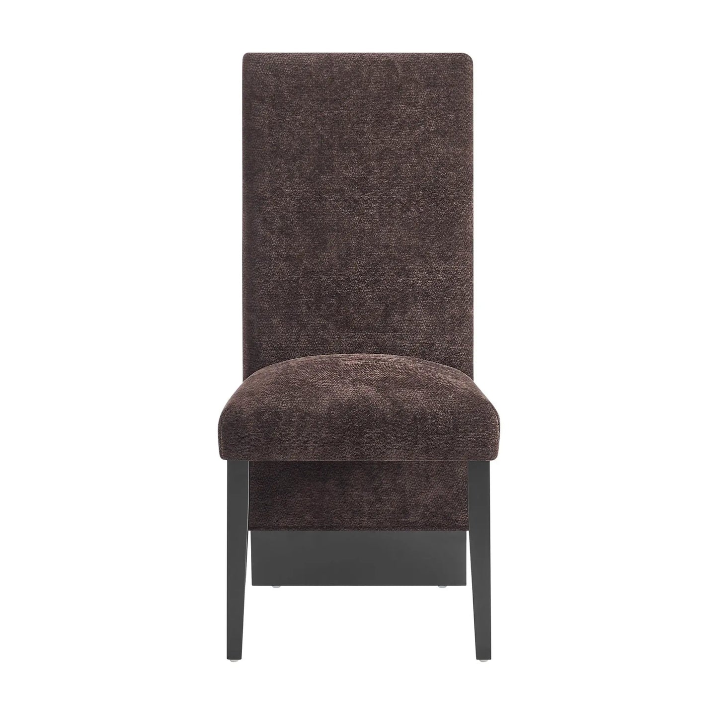 Stacey Contemporary Dining Chair set of 2, dark brown textured upholstery with black metal legs on Tampa Home & Garden Store
