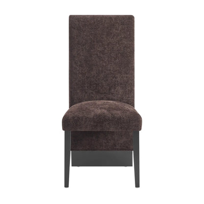 Stacey Contemporary Dining Chair set of 2, dark brown textured upholstery with black metal legs on Tampa Home & Garden Store