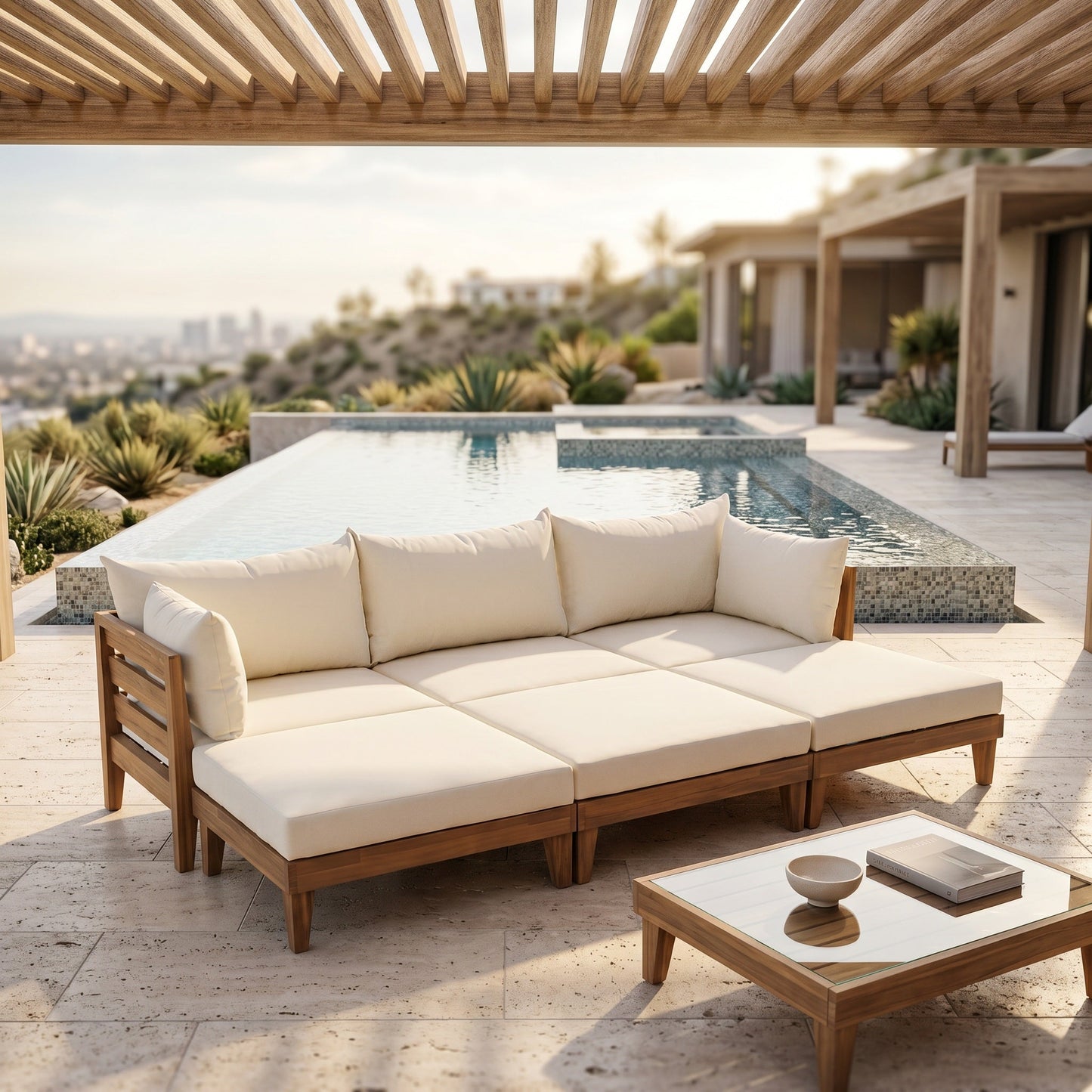 Topmax 6 Piece Acacia Wood Patio Sofa Set