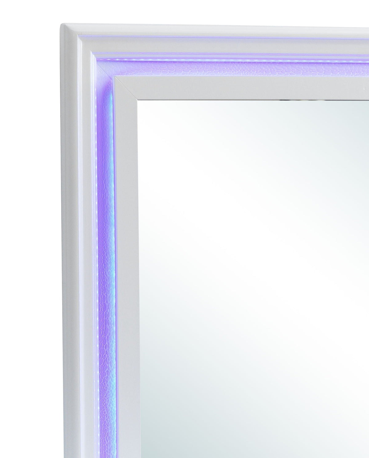 Pearl Silver Led Wall Mirror with Croc Wood Frame