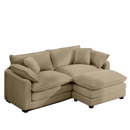 HouseOfZazla modern oversized modular cushion sofa with ottoman, beige, low back on Tampa Home & Garden Store