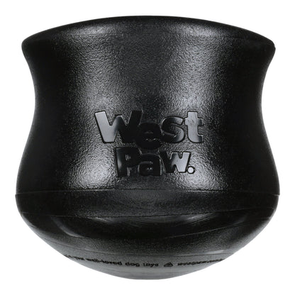 Toppl Halloween dog toy by West Paw, black rubber hollow ball with embossed logo on Tampa Home & Garden Store