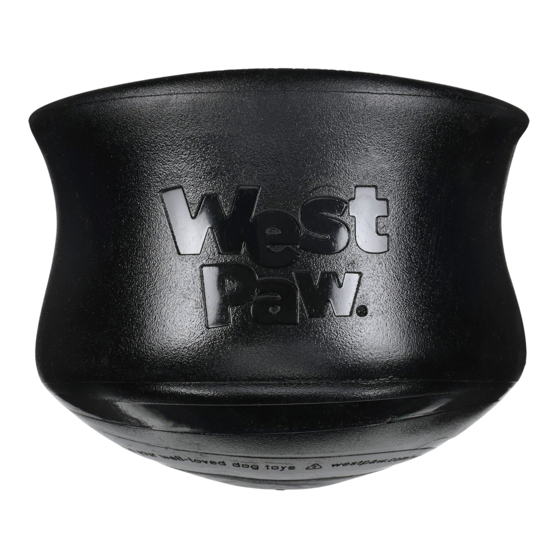 West Paw Toppl Halloween dog toy, black rubber donut chew with embossed logo on Tampa Home & Garden Store