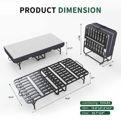 Twin Extra Long Bed and Foam Mattress Black