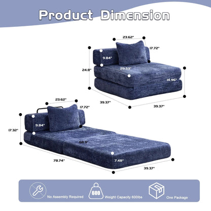 Convertible Floor Sofa Bed with Fixed Frame