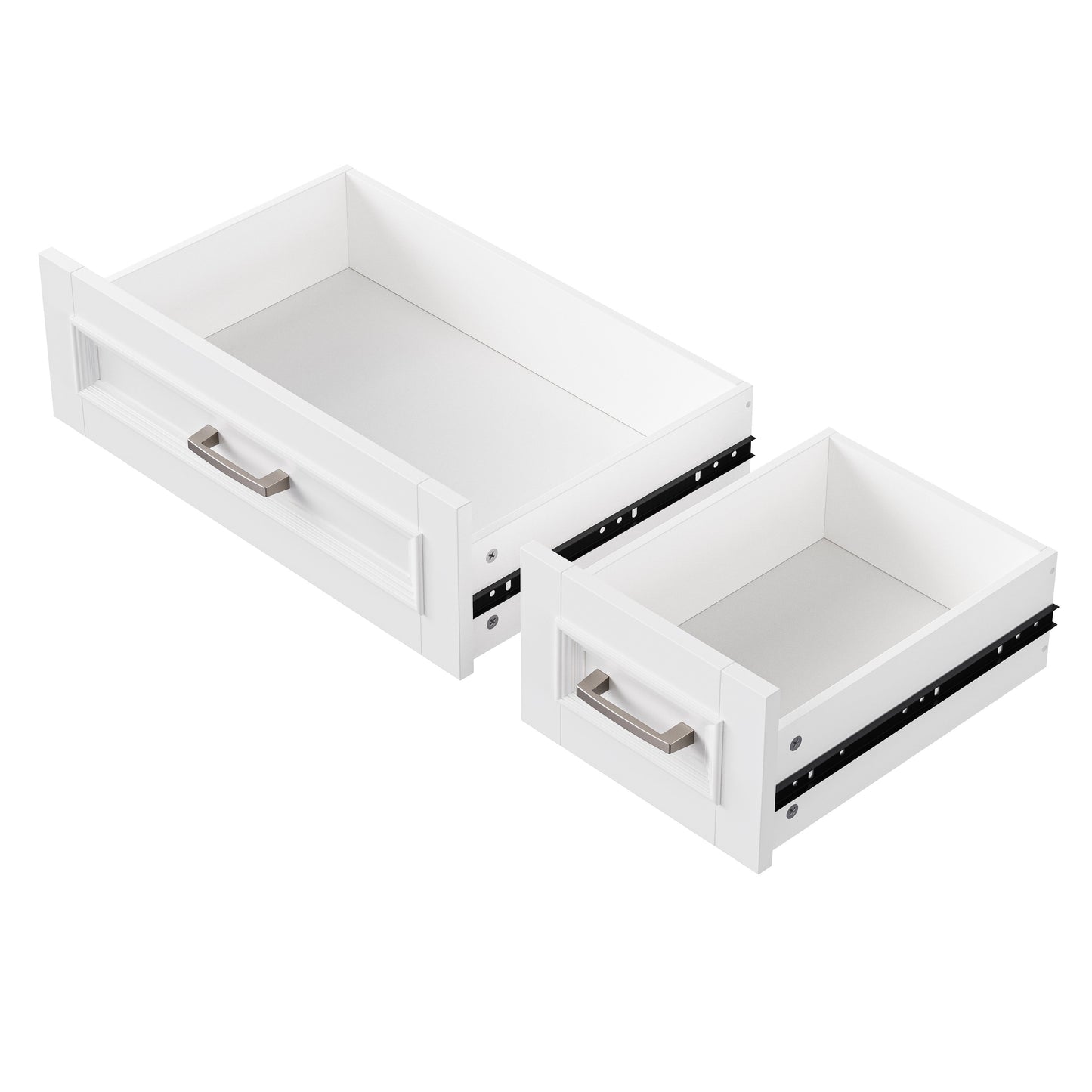 K&K 54-Inch Large Kitchen Island with Rubber Wood Drop Leaf, white finish, two open drawers on Tampa Home & Garden Store