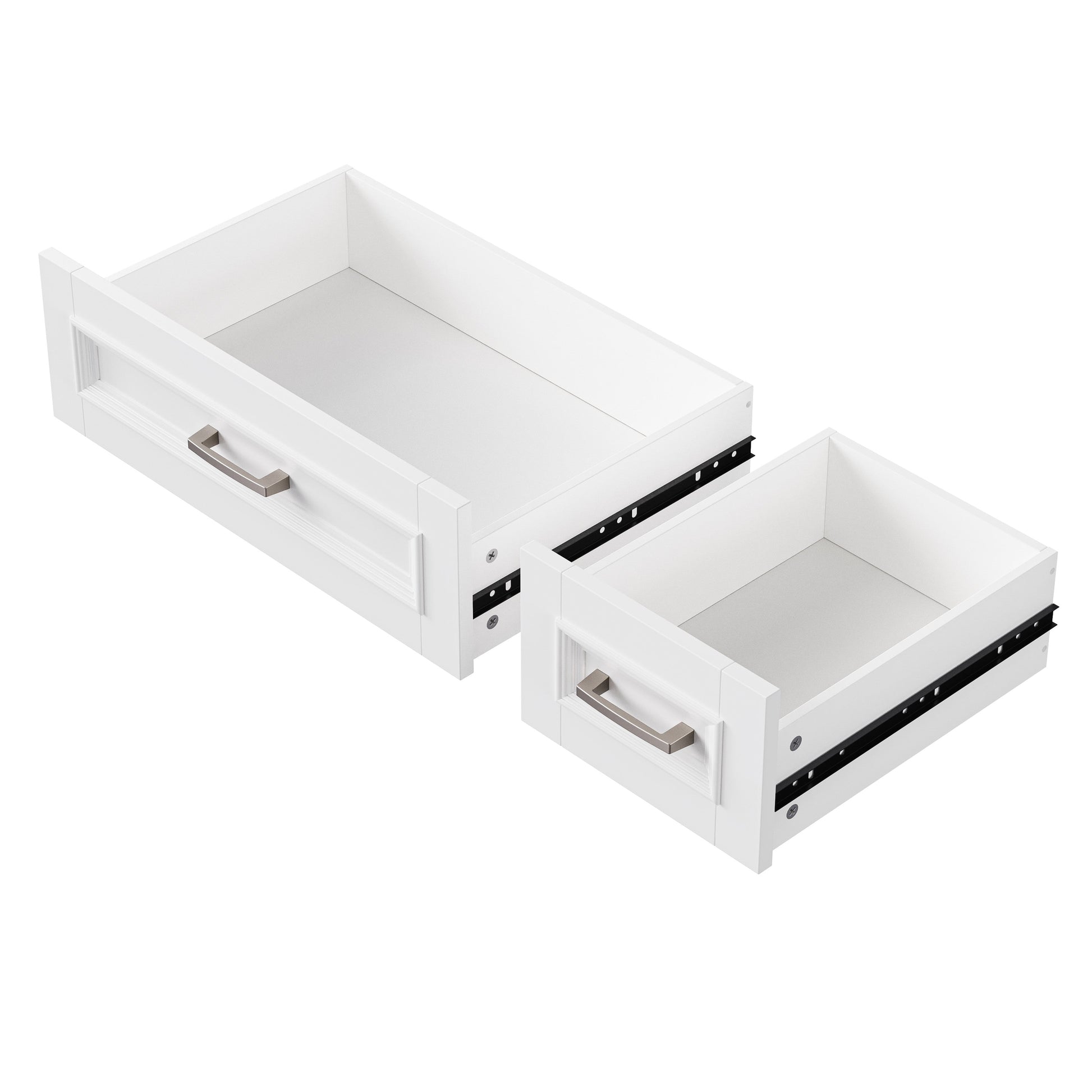 K&K 54-Inch Large Kitchen Island with Rubber Wood Drop Leaf, white finish, two open drawers on Tampa Home & Garden Store