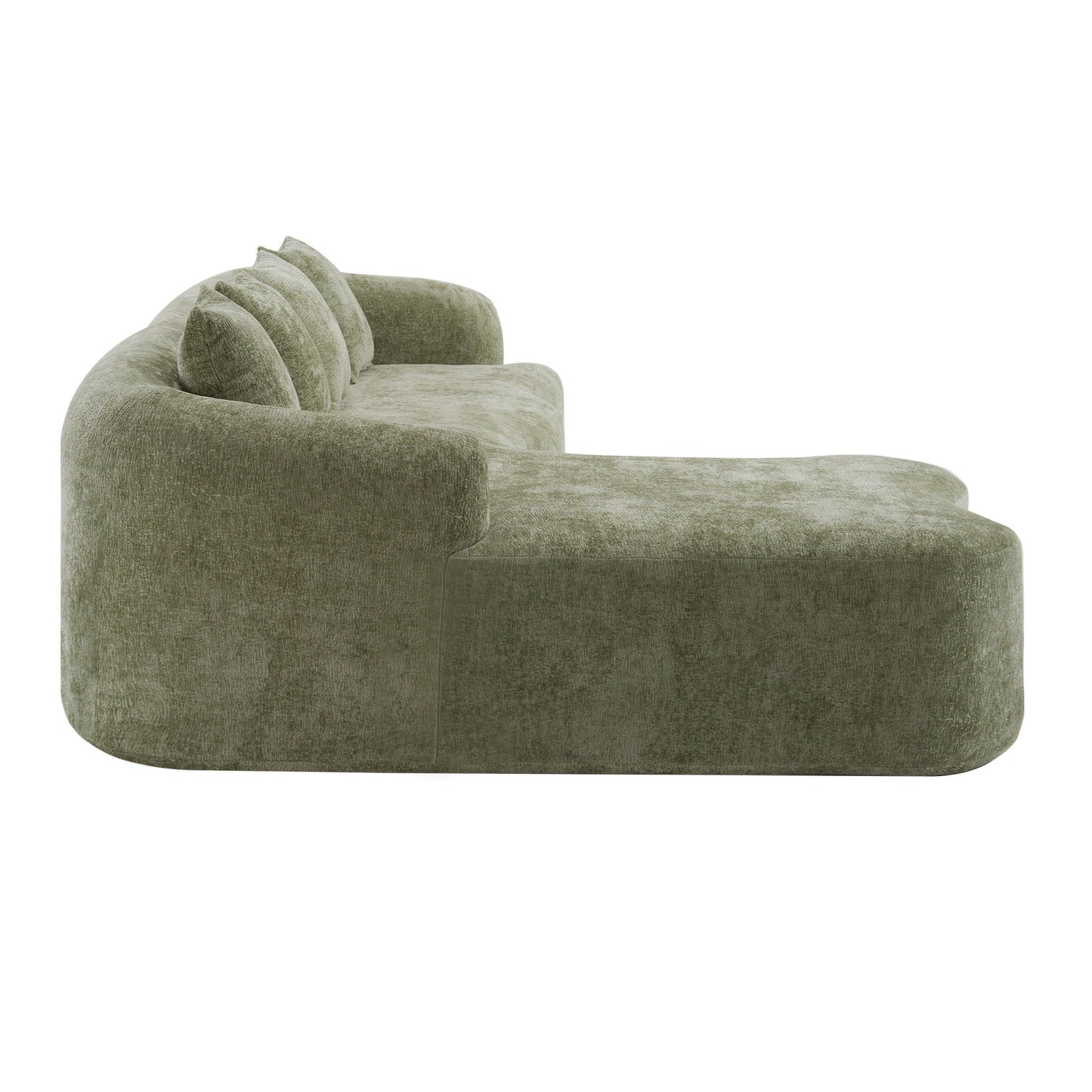 Modular L-Shape Sectional Sofa With Curved Chaise olive velvet by HouseOfZazla on Tampa Home & Garden Store