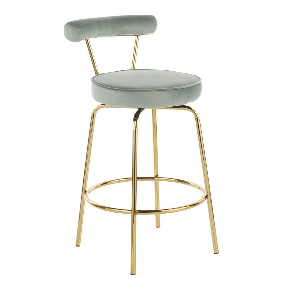Glam Counter Stool with Swivel Seat, teal velvet, gold metal legs, set of 2 HouseOfZazla on Tampa Home & Garden Store