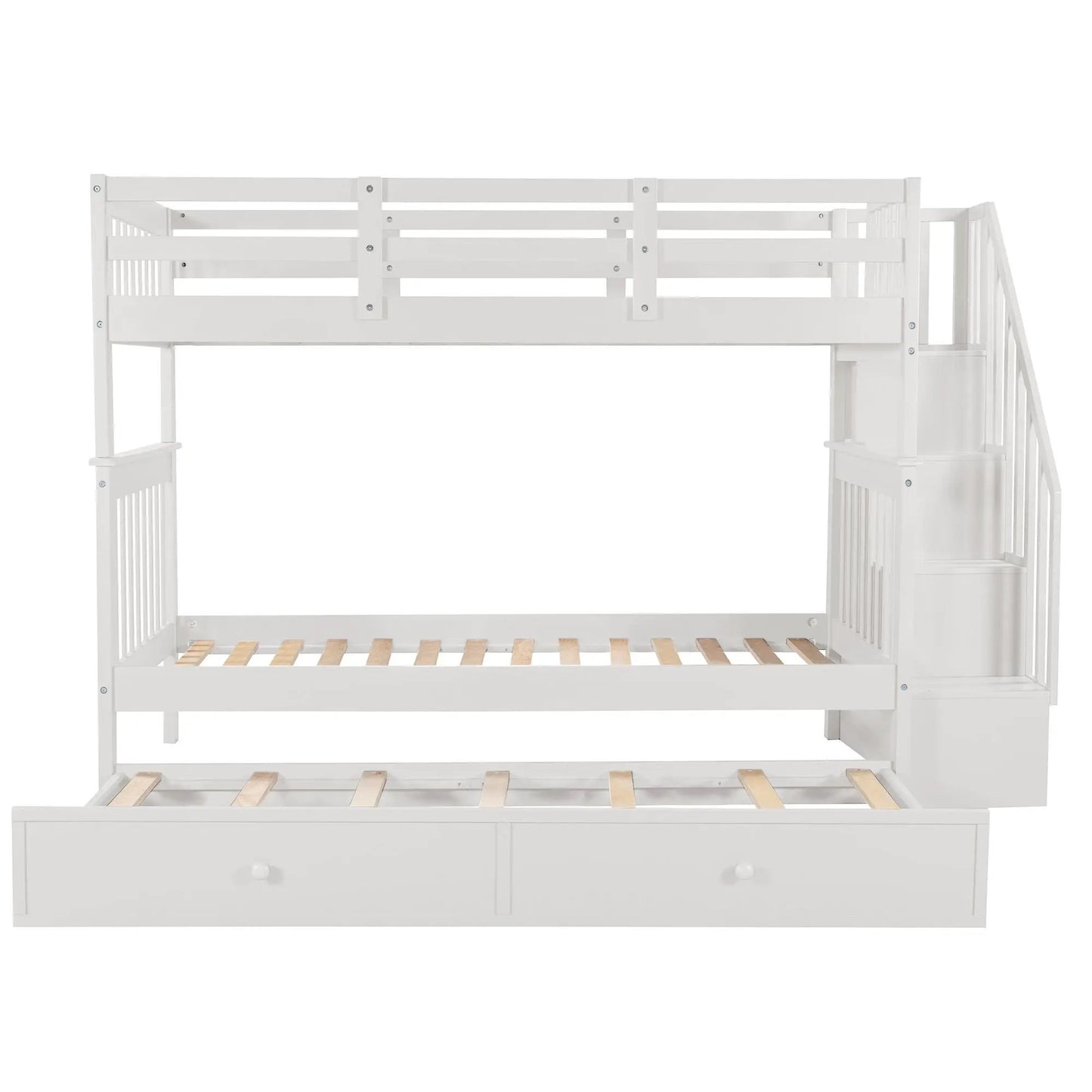 Stairway Bunk Bed with Storage and Guard Rail