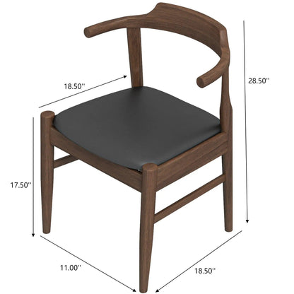 Leon Mid-Century Modern Dining Chair set of 2 with dark wood frame and black seat by Unique Piece on Tampa Home & Garden Store