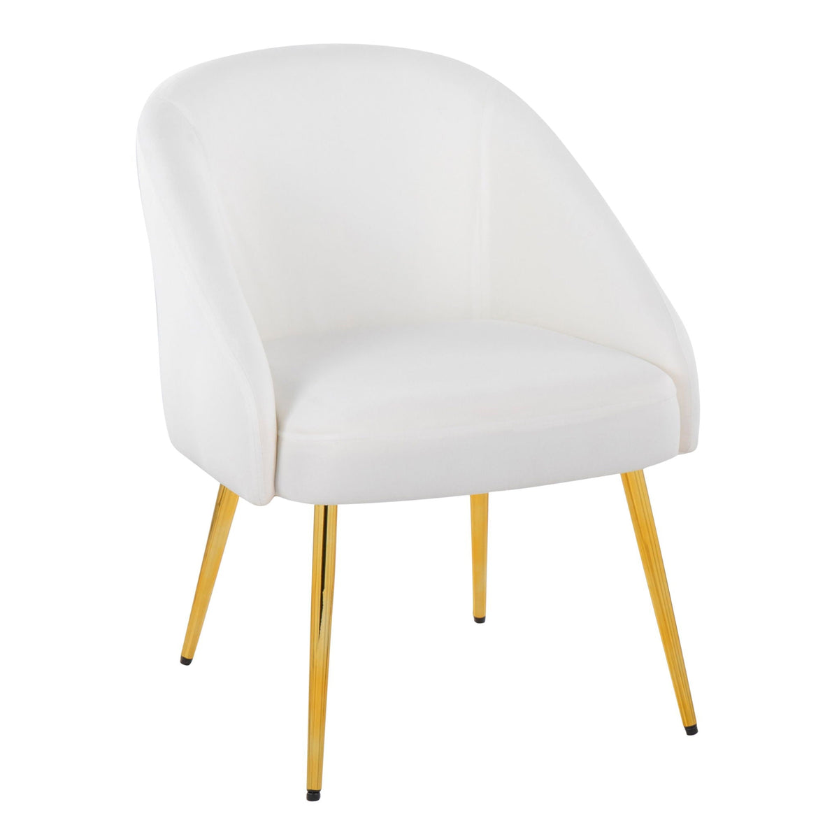 Contemporary glam side chair white padded upholstery with gold legs on Tampa Home & Garden Store