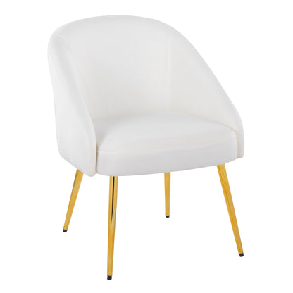 Contemporary glam side chair white padded upholstery with gold legs on Tampa Home & Garden Store