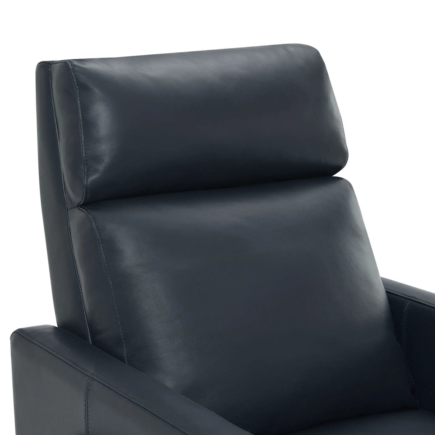 Richland Push Back Recliner Chair with black leather upholstery and stitched seams on Tampa Home & Garden Store