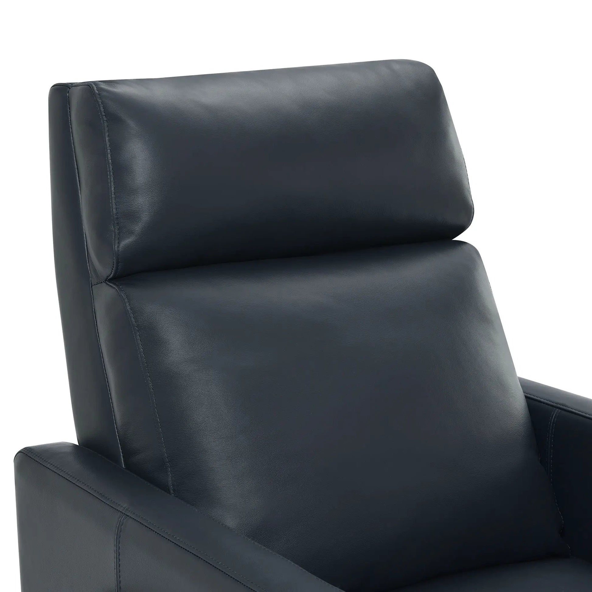 Richland Push Back Recliner Chair with black leather upholstery and stitched seams on Tampa Home & Garden Store