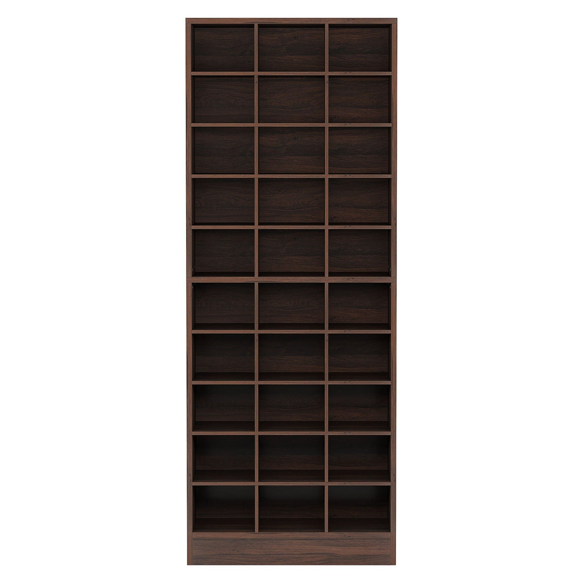10-tier wood shoe storage cabinet with 30 cubbies in dark brown finish on Tampa Home & Garden Store