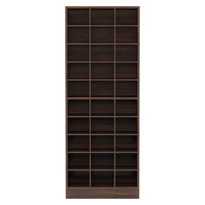 10-tier wood shoe storage cabinet with 30 cubbies in dark brown finish on Tampa Home & Garden Store