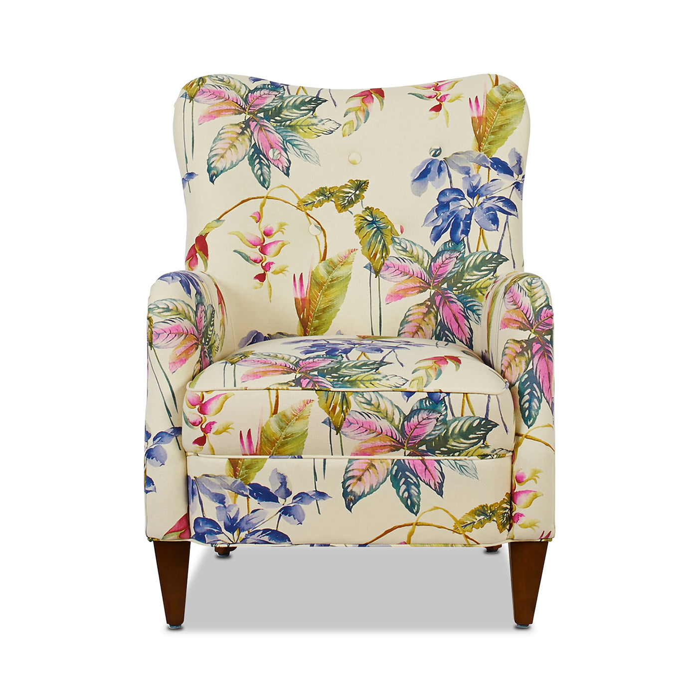 Paradise Upholstered Arm Chair off-white floral cotton fabric by HouseOfZazla on Tampa Home & Garden Store