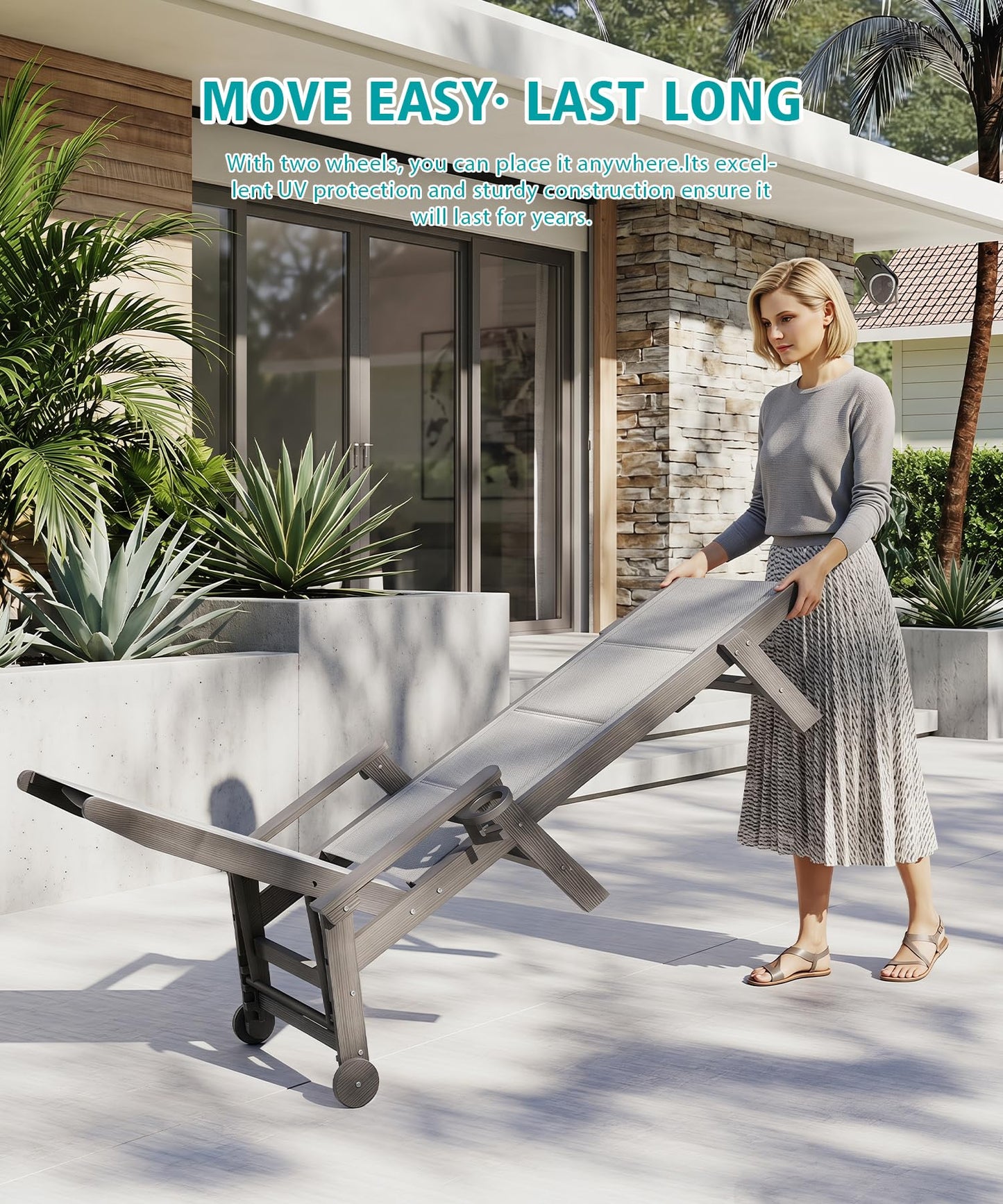 Set of Two Outdoor Pool Lounge Chairs for Patio