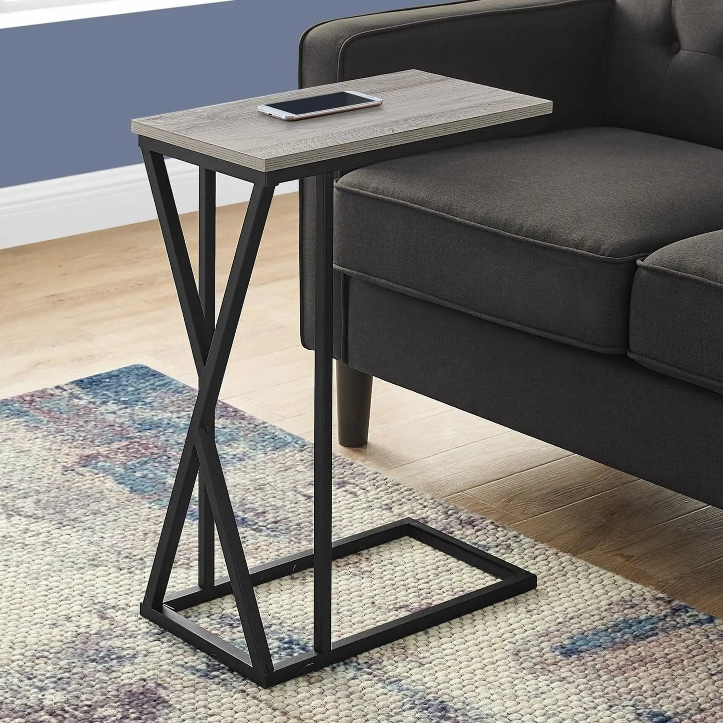C Shaped Accent Table with Contemporary Design