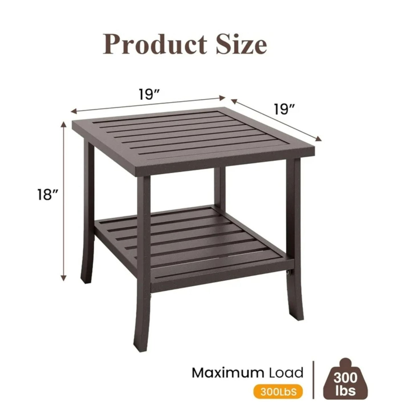 Square 2 Tier Rust Resistant Outdoor Side Table