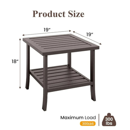 Square 2 Tier Rust Resistant Outdoor Side Table