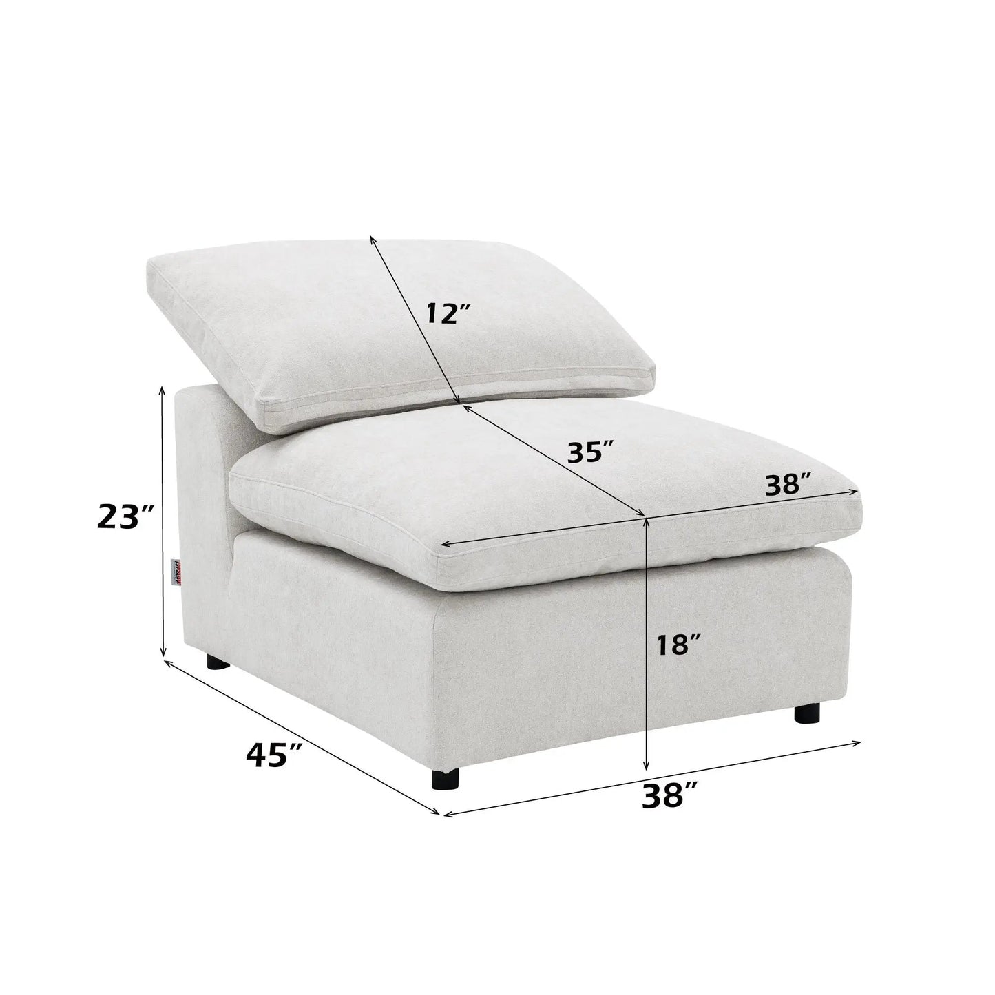 Naveen modular sectional with ottoman in light beige linen fabric, 2-piece set on Tampa Home & Garden Store