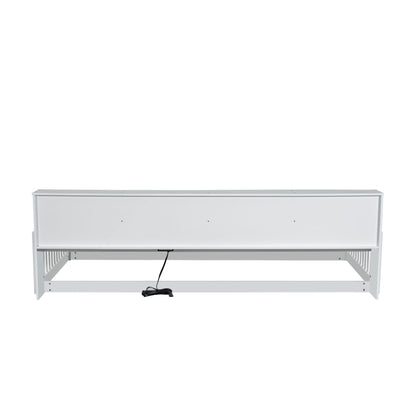Floor bed with storage cabinets and USB ports, white metal frame by HouseOfZazla on Tampa Home & Garden Store
