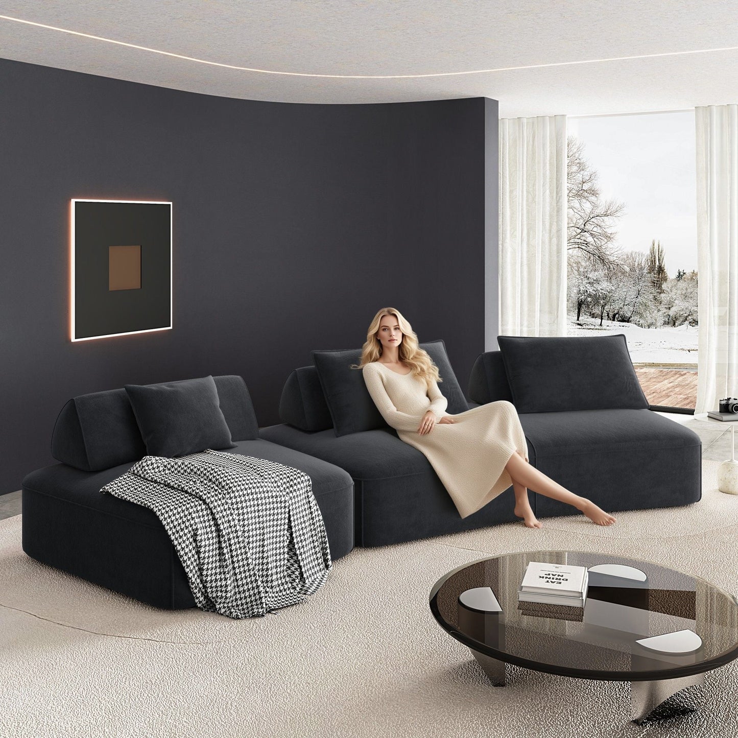 Modern Luxury Oversized Modular Sectional Sofa Set, 2-Piece Living Room by HouseOfZazla charcoal on Tampa Home & Garden Store