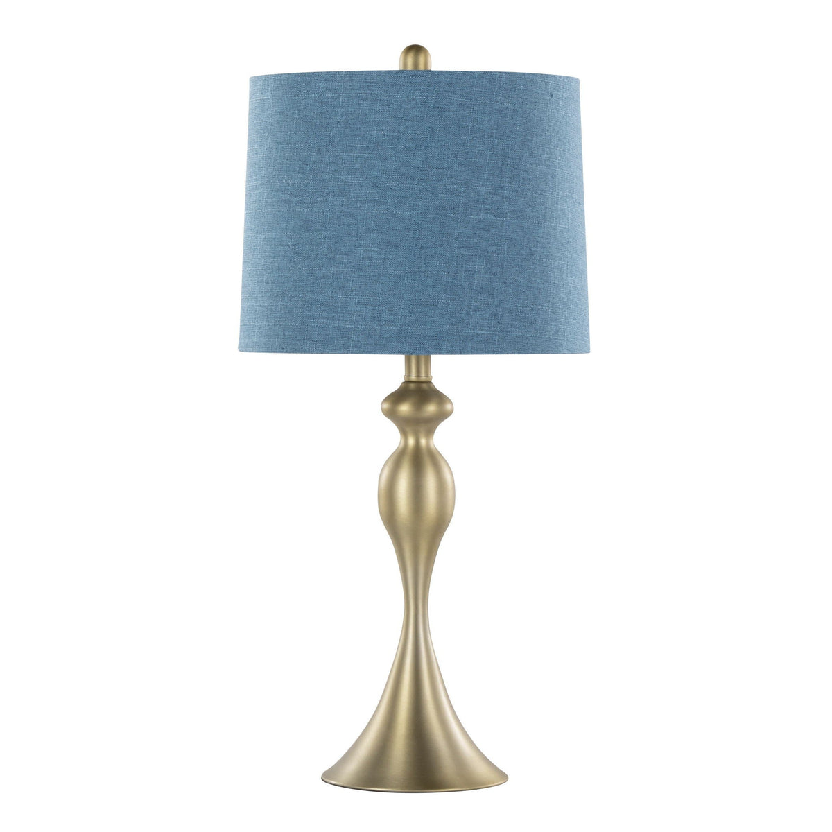 Ashland by HouseOfZazla contemporary lamp set of 2 with blue shade and brass base on Tampa Home & Garden Store