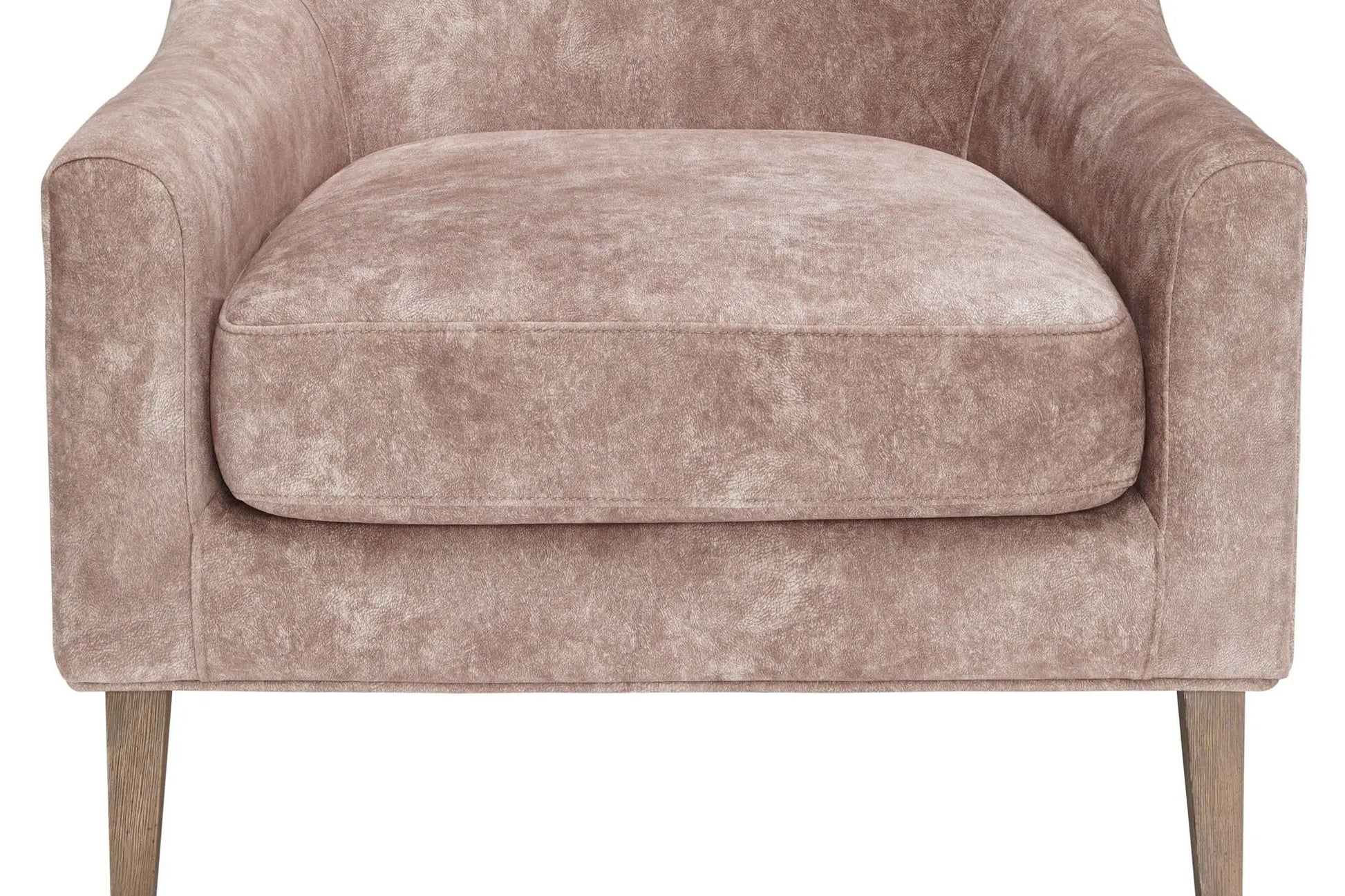 Hi Back Accent Chair light brown upholstery with curved back and wooden legs on Tampa Home & Garden Store