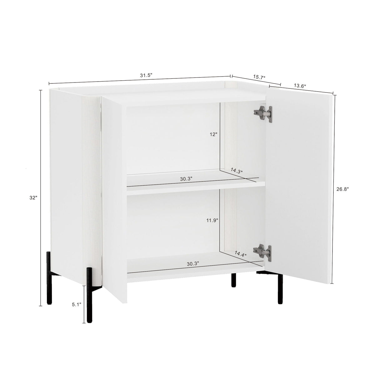 Abbey Accent Cabinet white finish with soft-close doors and rounded edges HouseOfZazla on Tampa Home & Garden Store