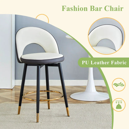 Upholstered Rotatable Bar Chair with Metal Legs