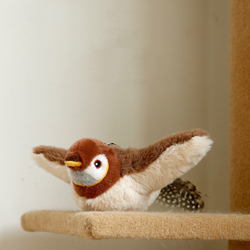 Pet plush winged bird toy brown and white with yellow beak by Sell My Stuff on Tampa Home & Garden Store