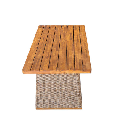 Outdoor 3 Piece Acacia Wood Dining Set and Bench