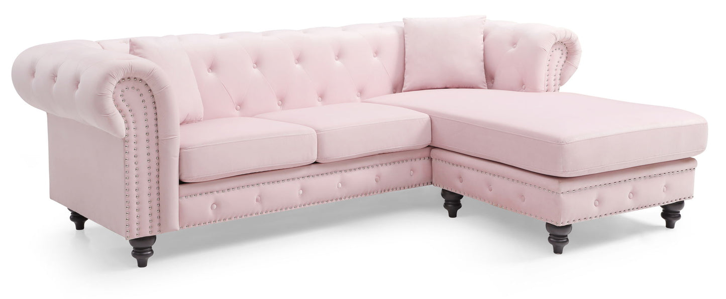 Nola Luxurious Microsuede and Tufted Chaise