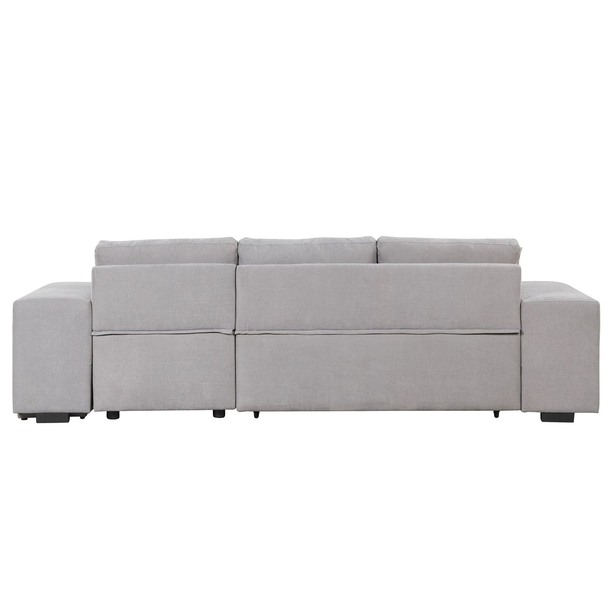 L-shaped 3-seat reversible sleeper sectional in light gray fabric with storage chaise on Tampa Home & Garden Store