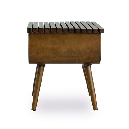 Alice Mid-Century Modern Coffee Table with slatted top and tapered legs on Tampa Home & Garden Store