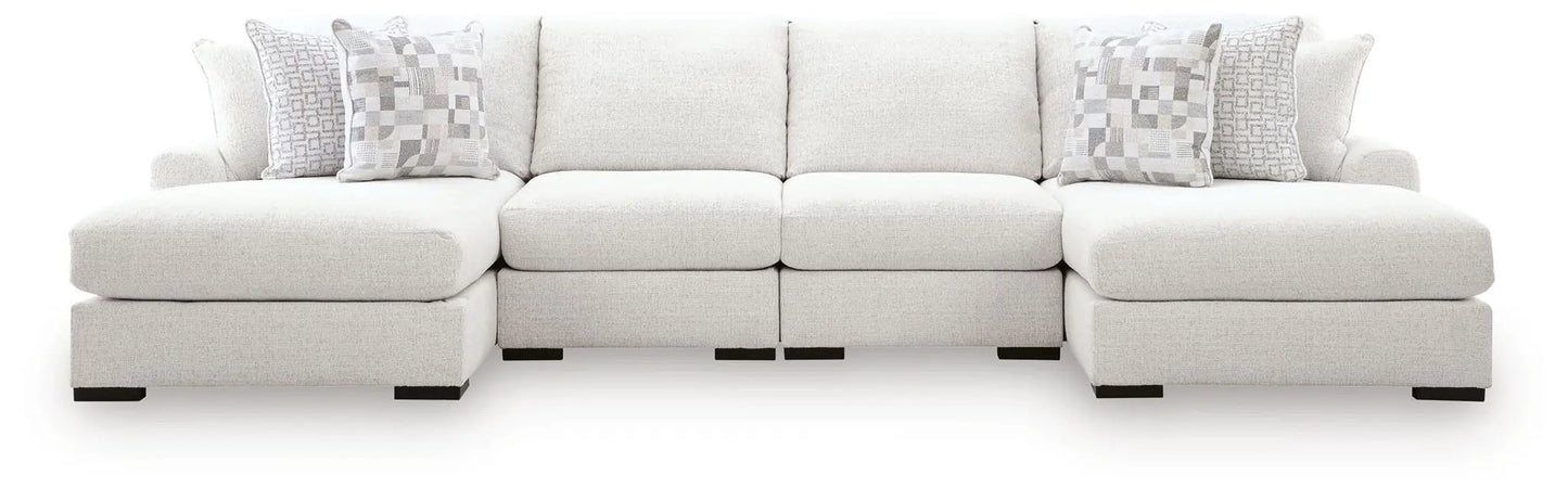 Misty-Lakes sectional sofa in light cream fabric with pattern pillows by Unique Piece Furniture on Tampa Home & Garden Store