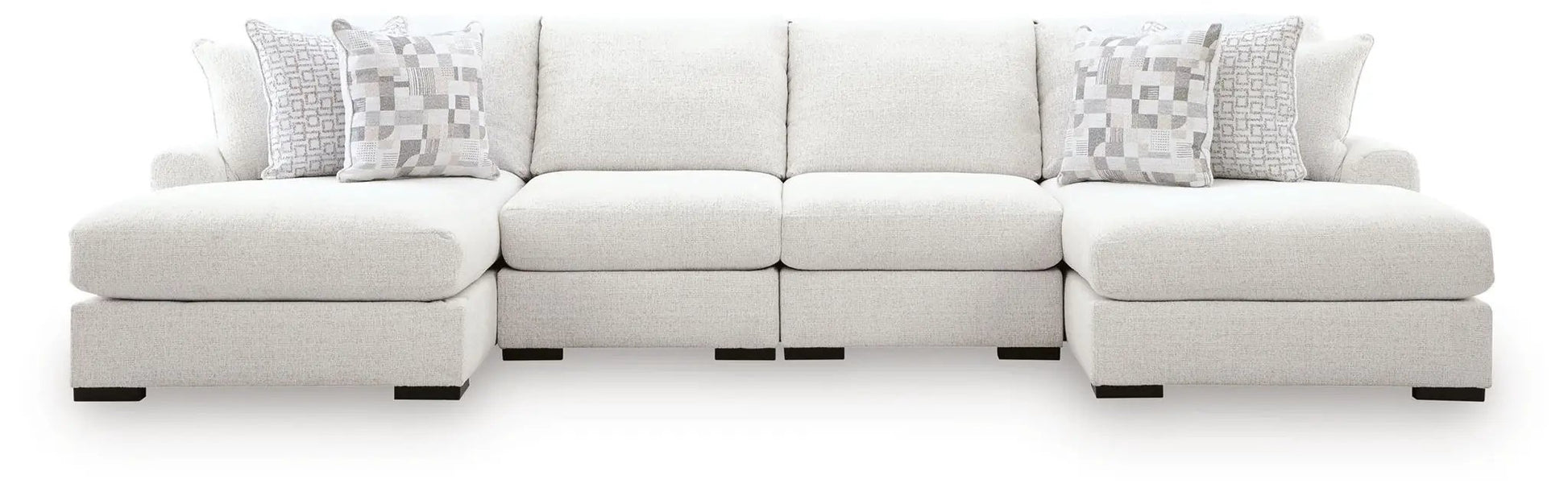 Misty-Lakes sectional sofa in light cream fabric with pattern pillows by Unique Piece Furniture on Tampa Home & Garden Store
